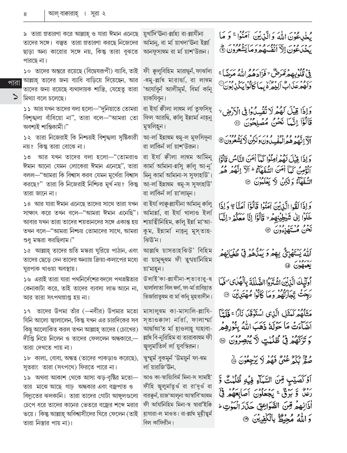 Bangla pronunciations of Al-Quran and Transliteration