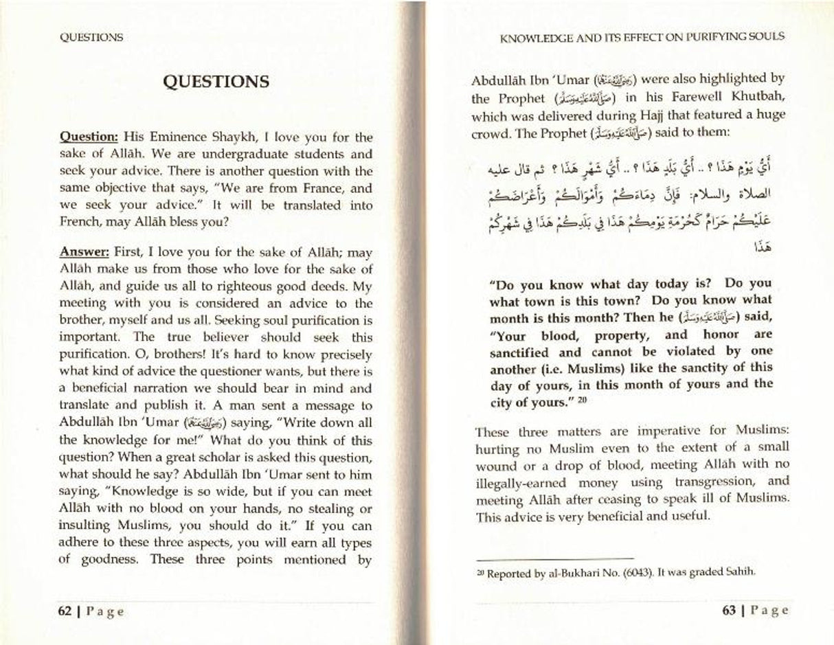 Knowledge and its Effects on Purifying Souls