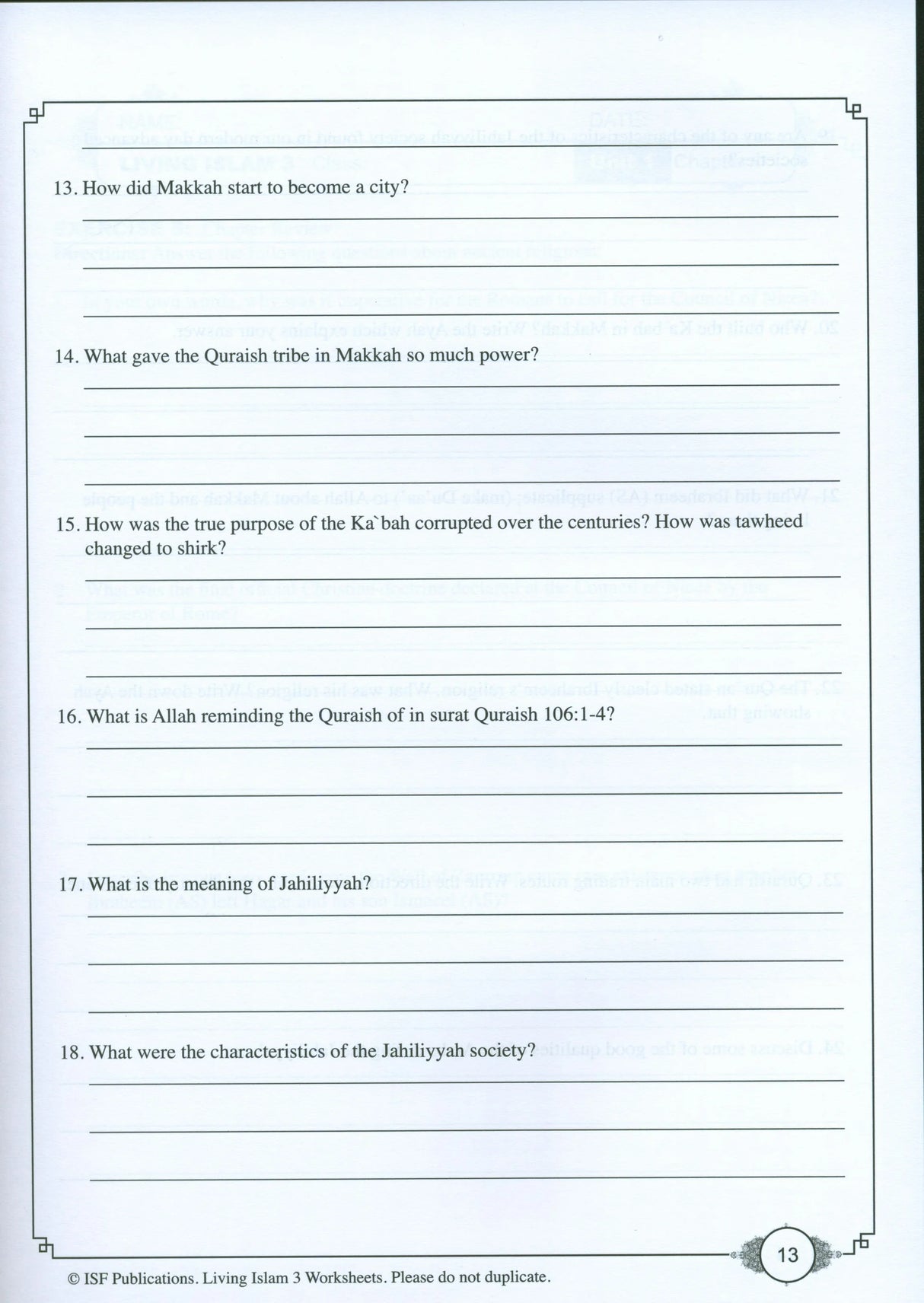 Living Islam Workbook - Life Story of Prophet Muhammad (Grade 10)