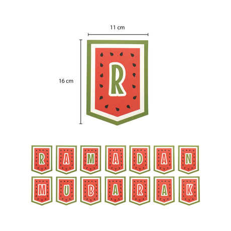 My Salah Mat - Ramadan Mubarak Bunting - Watermelon Themed Decoration