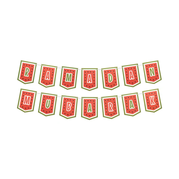 My Salah Mat - Ramadan Mubarak Bunting - Watermelon Themed Decoration