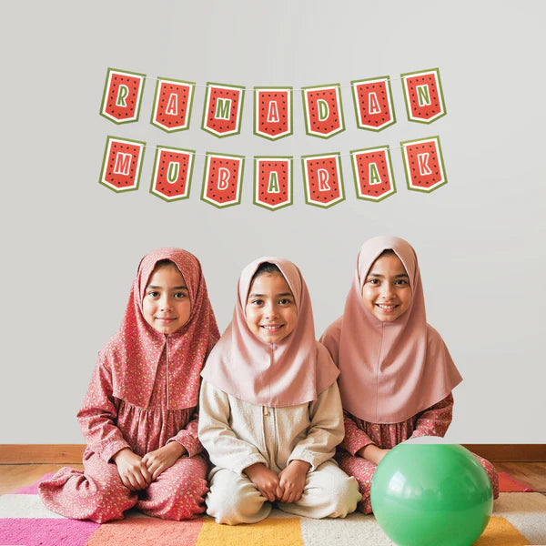 My Salah Mat - Ramadan Mubarak Bunting - Watermelon Themed Decoration