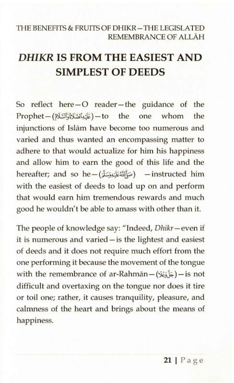 The Benefits and Fruits of Dhikr