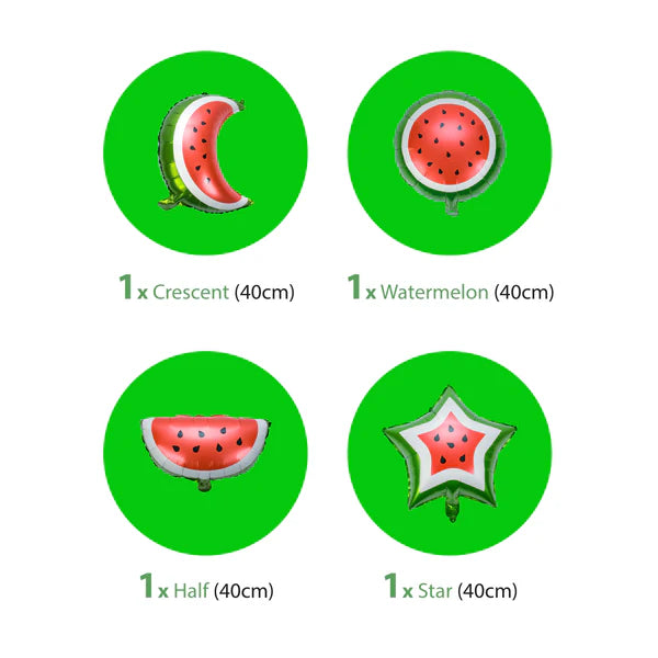 My Salah Mat - Pack of 4 Watermelon Crescent Star Ramadan and Eid Foil Balloon Set Hanging Decoration