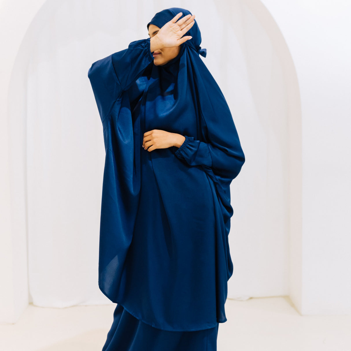 French Jilbab Two Piece with Elastic Cuff NAVY