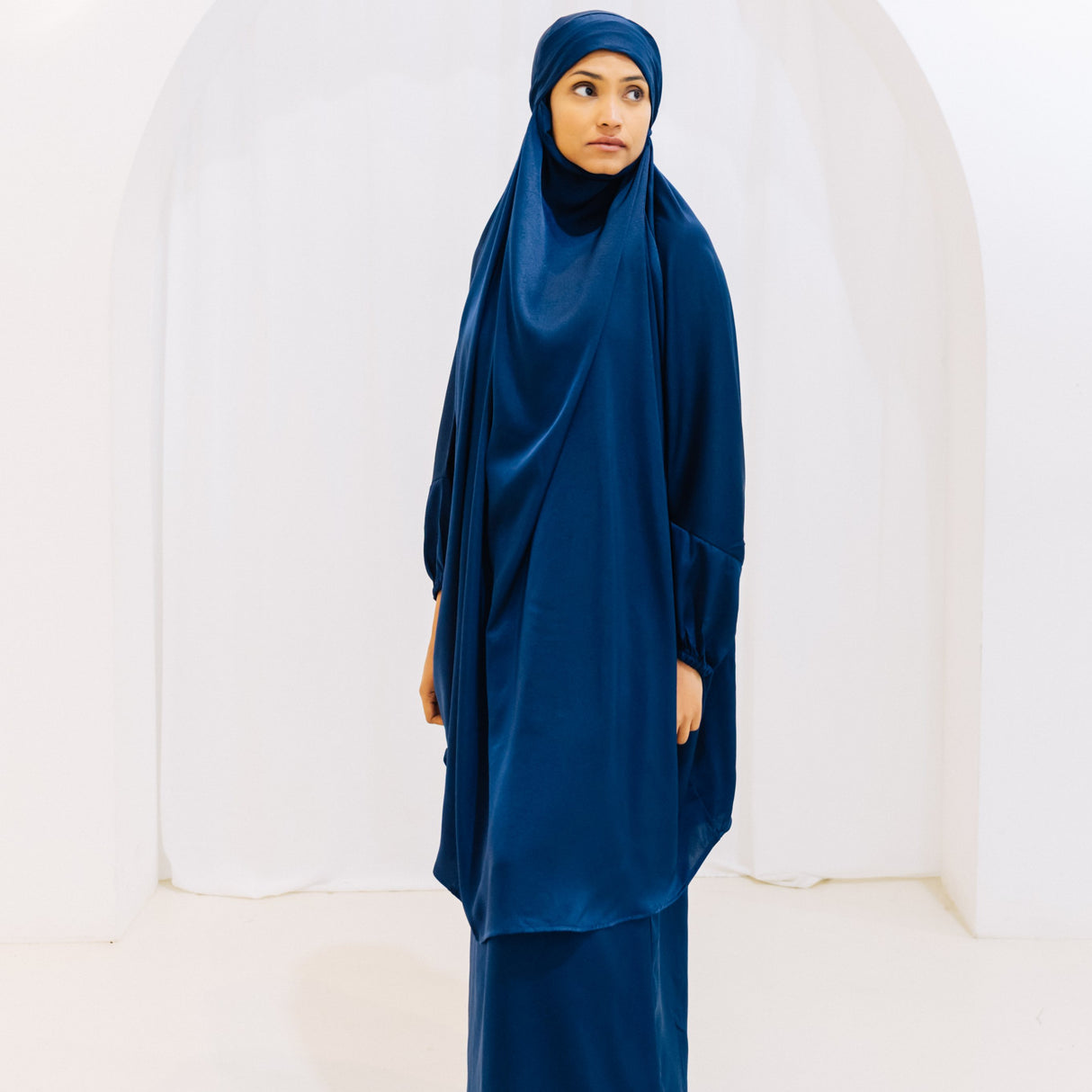 French Jilbab Two Piece with Elastic Cuff NAVY