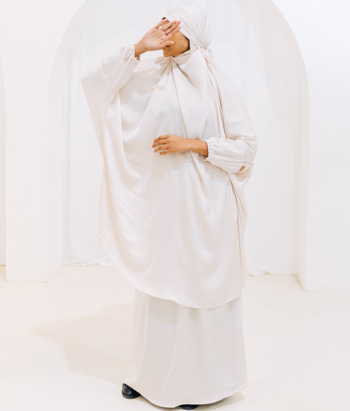 French Jilbab Two Piece with Elastic Cuff PEARL