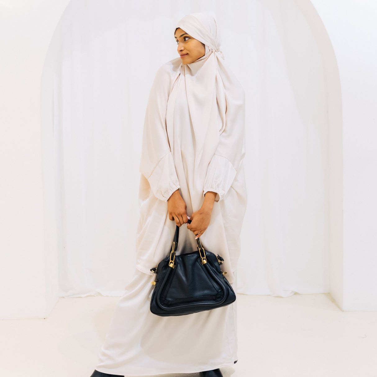 French Jilbab Two Piece with Elastic Cuff PEARL