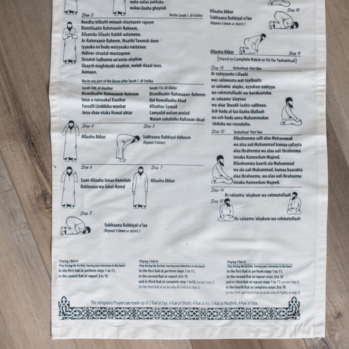Instructional English Prayer Mat with Bag
