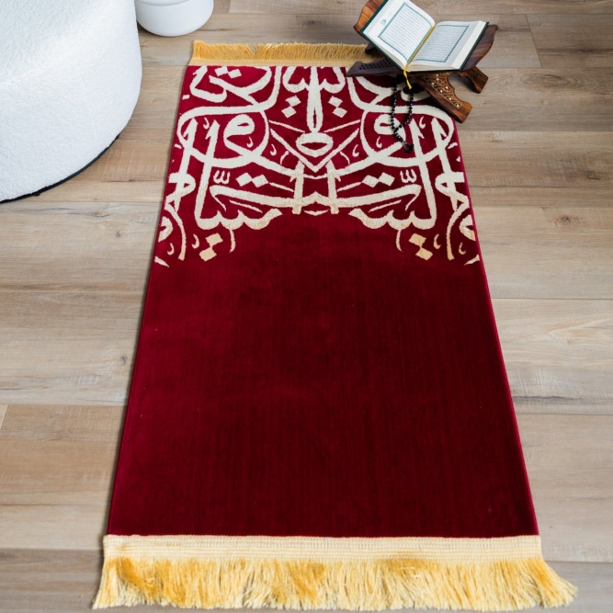 Arabic calligraphy Prayer Mat - Red color