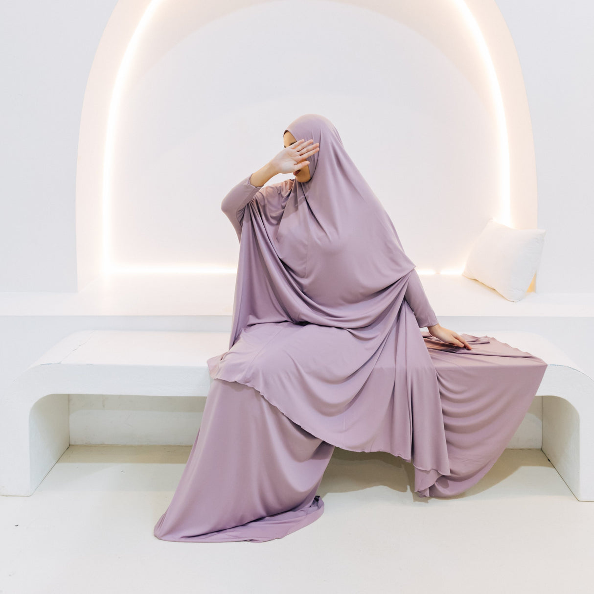 Premium XL Jilbab Sleeved PASTEL PURPLE