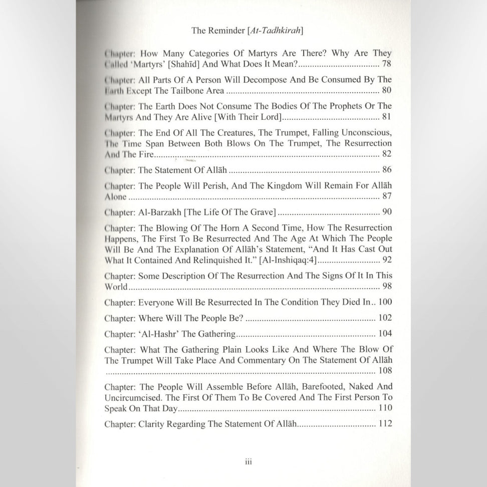 AT-TADHKIRAH (THE REMINDER ABOUT THE CONDITION OF THE DEAD & THE EVENTS OF THE HEREAFTER)