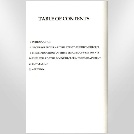 A Treatise Regarding The Divine Decree And Foreordainment