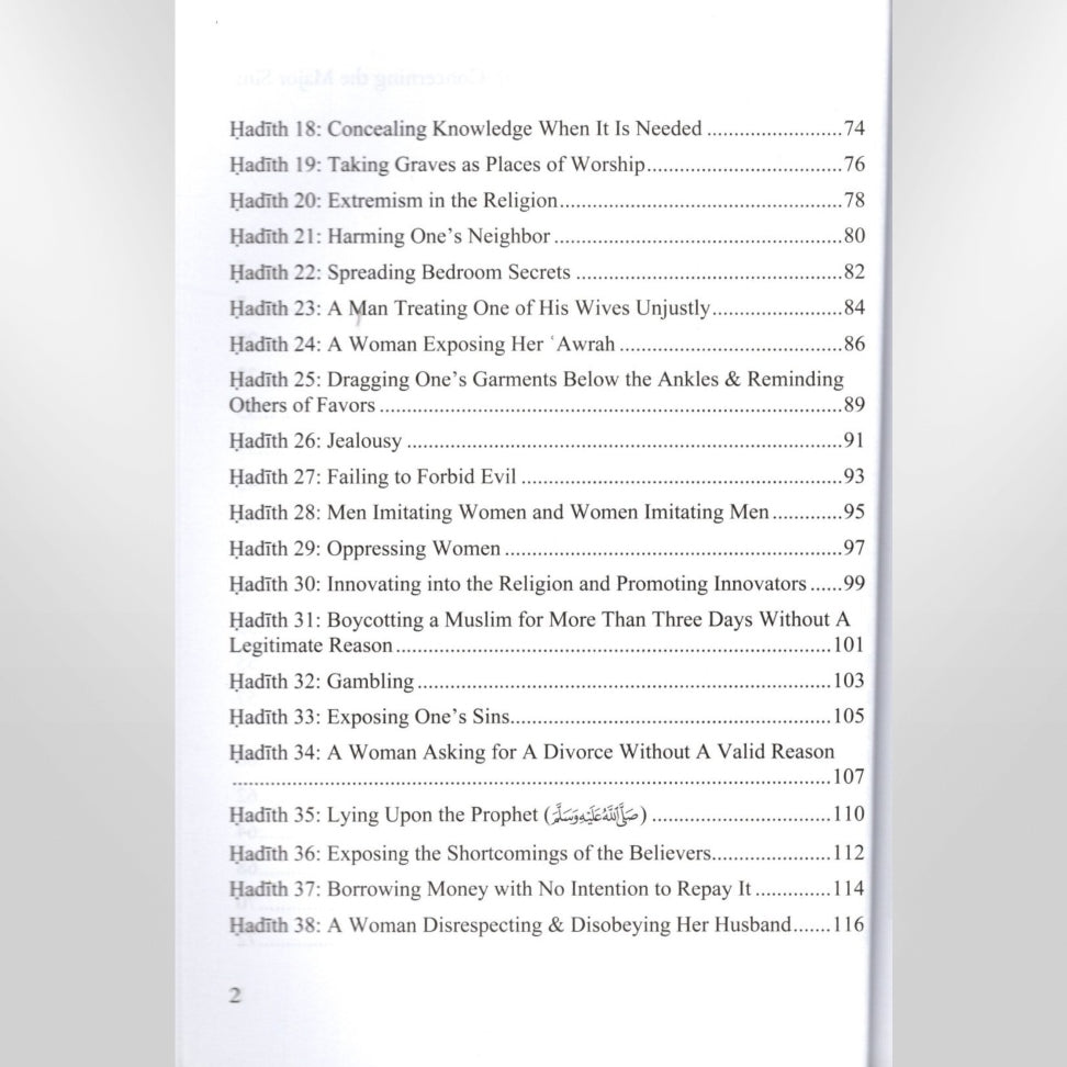 Forty Hadith Concerning The Major Sins
