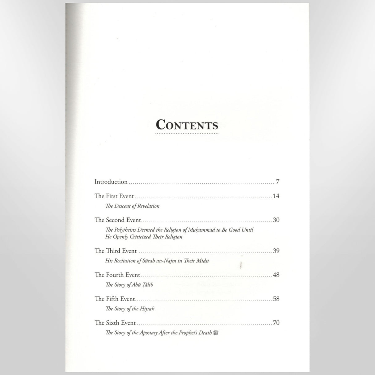 Explanation Of Six Events From The Prophetic Seerah