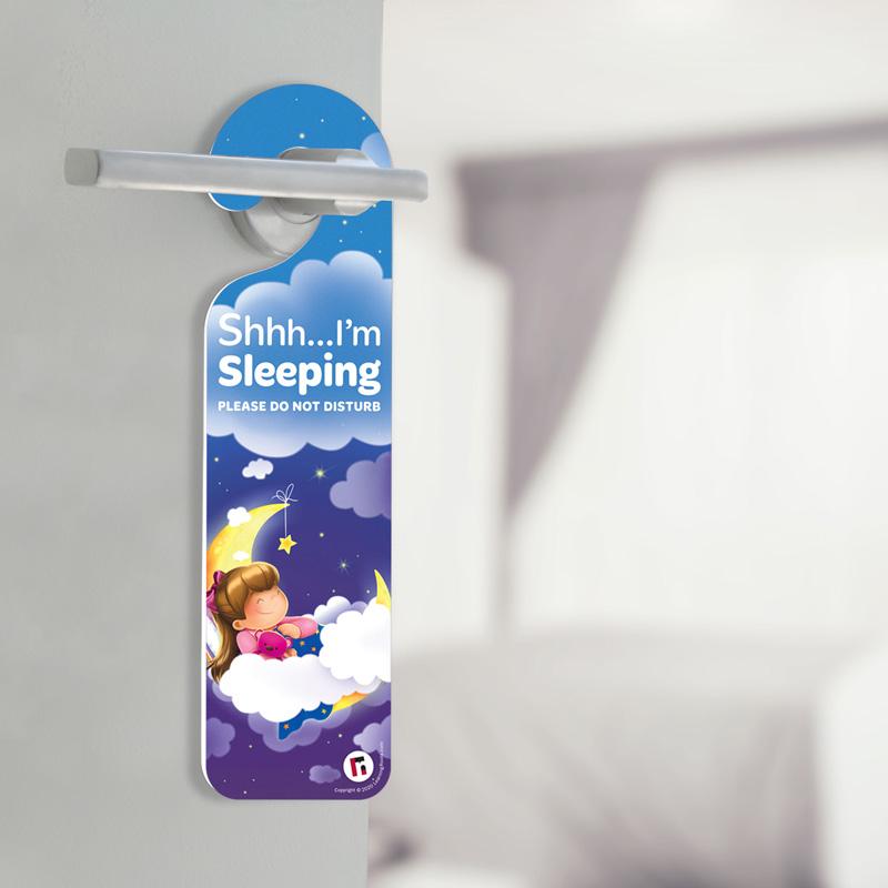 Quiet Please! Pack of 4 Do Not Disturb Signs Door Hanger (Girl)