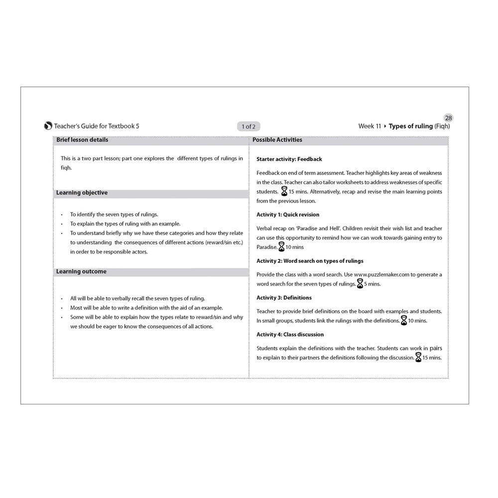 Safar Teacher’s Guide for Islamic Studies – Book 5