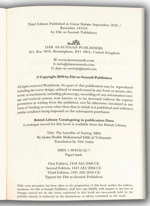 The Benefits Of Fearing Allah