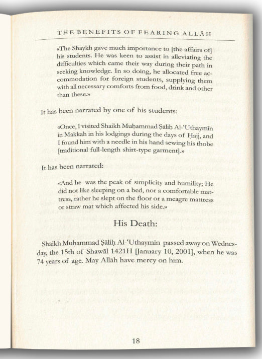 The Benefits Of Fearing Allah