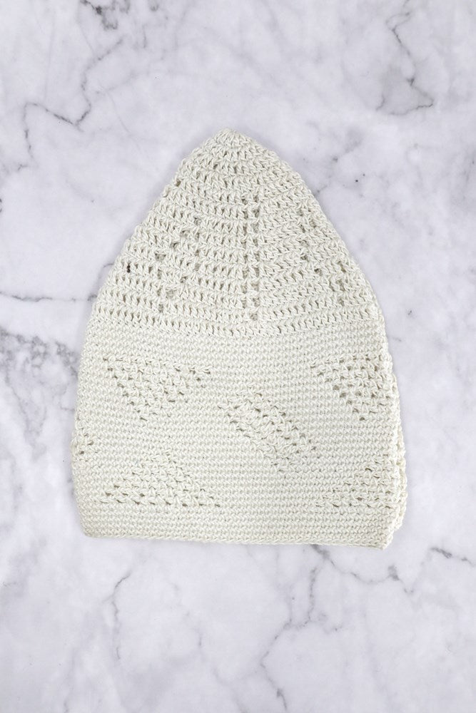 Men's Crochet Knit Kufi Cap- OFF WHITE