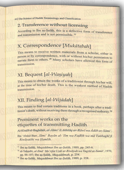 Hadith Terminology and Classification, A Handbook
