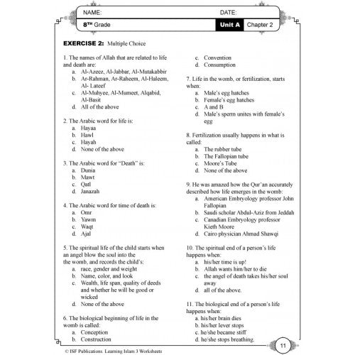 Learning Islam Workbook Level 3 (Grade 8)