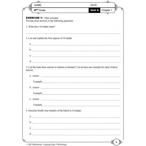 Learning Islam Workbook Level 3 (Grade 8)