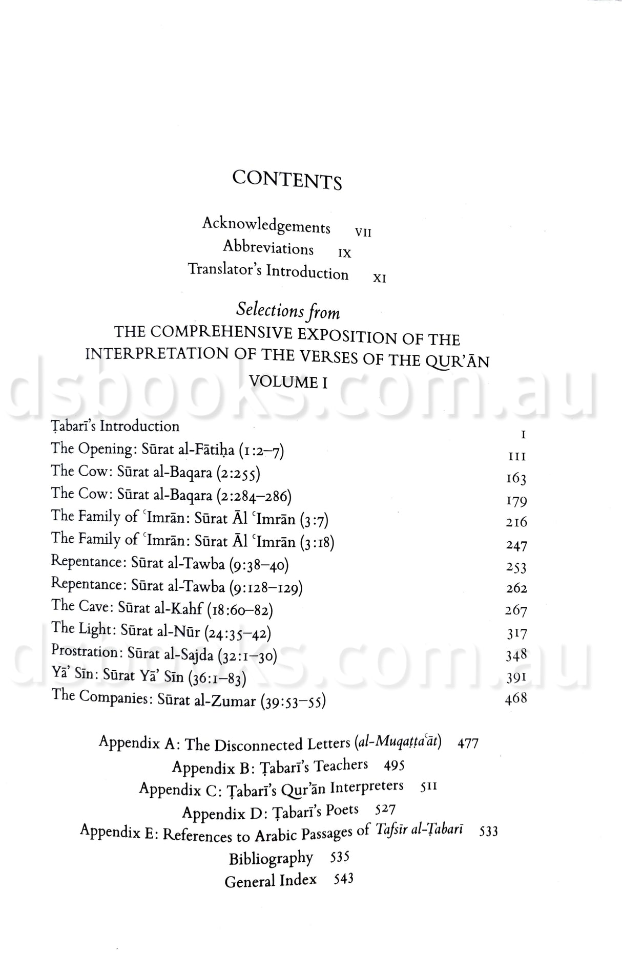 Tabari : Selections from The Comprehensive Exposition of the Interpretation of the Verses of the Quran