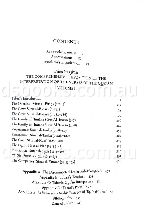 Tabari : Selections from The Comprehensive Exposition of the Interpretation of the Verses of the Quran