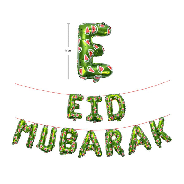 Eid Mubarak Watermelon Foil Letter Balloons Hanging Decoration