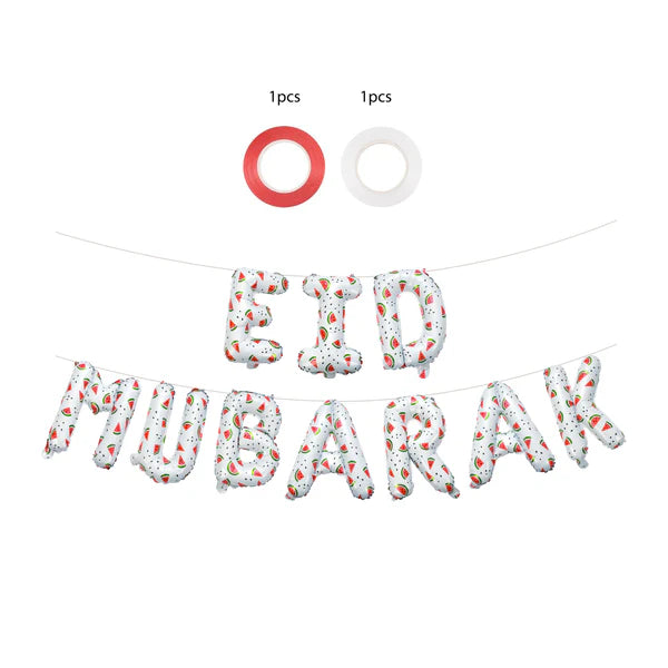 Eid Mubarak Watermelon Foil Letter Balloons Hanging Decoration