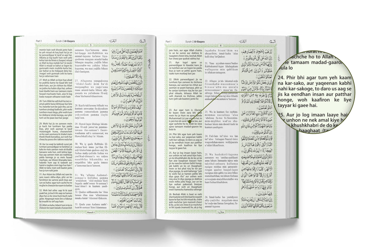 Quran Urdu Translation in Roman Script with Arabic Translation (IDARA IMPEX)