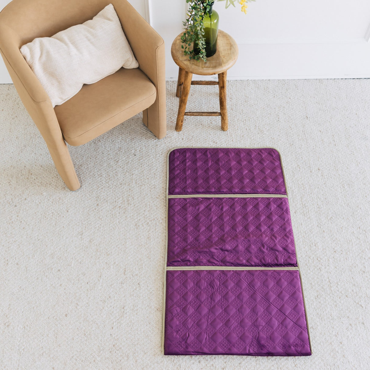 Travel Foldable Prayer Mat with Backrest - Purple