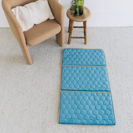 Travel Foldable Prayer Mat with Backrest - Blue