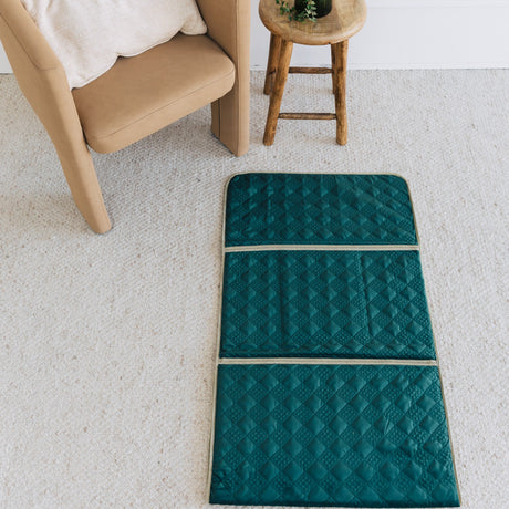 Travel Foldable Prayer Mat with Backrest - Green