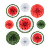 Set of 9 Watermelon Paper Fans for Ramadan & Eid Hanging Decoration