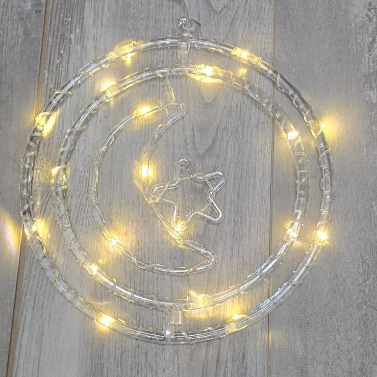 Double Round Pendant 3D Light - Moon and Star