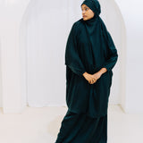 French Jilbab Two Piece with Elastic Cuff JUNGLE GREEN