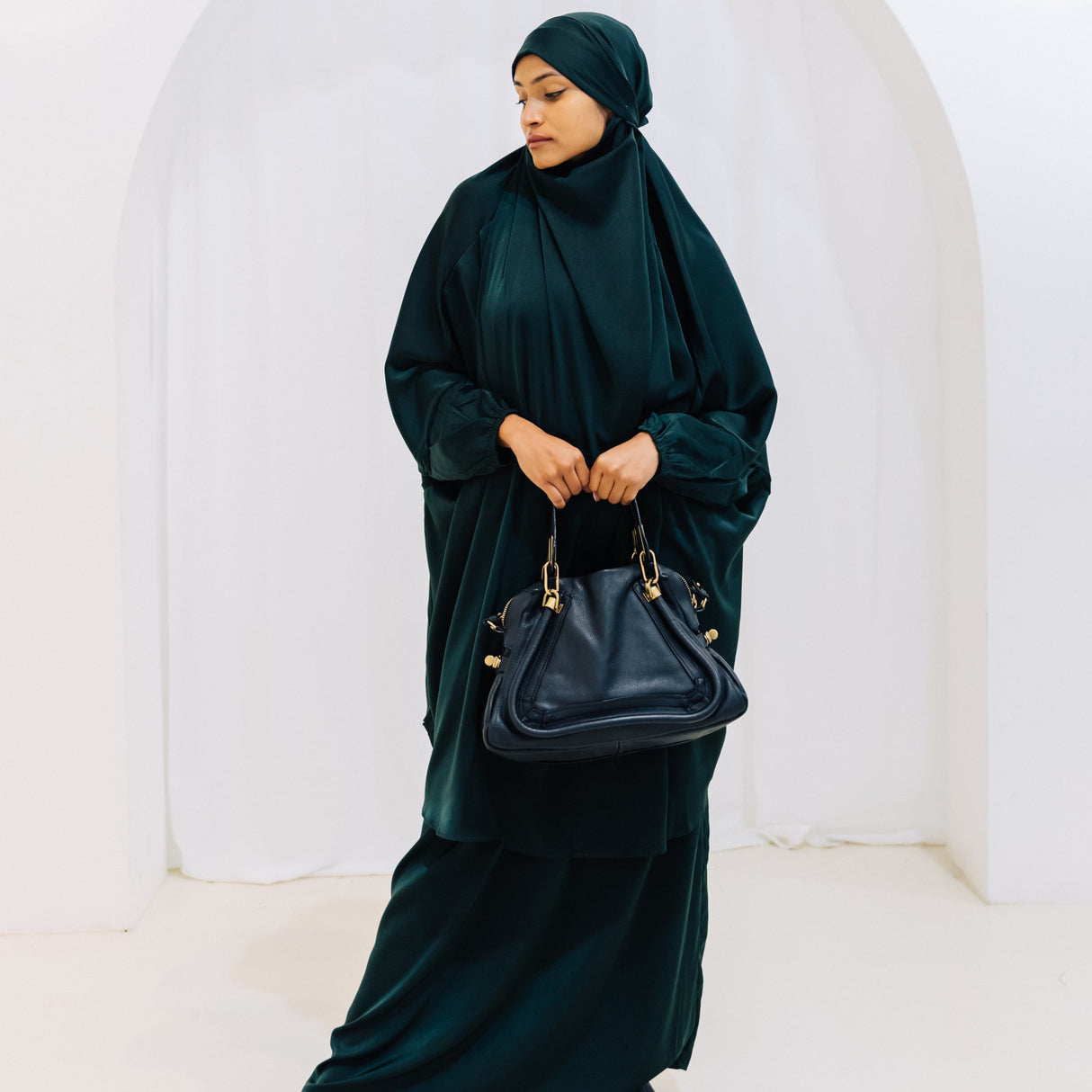 French Jilbab Two Piece with Elastic Cuff JUNGLE GREEN