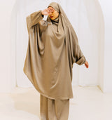 French Jilbab Two Piece with Elastic Cuff KHAKI