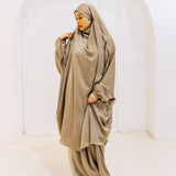 French Jilbab Two Piece with Elastic Cuff KHAKI