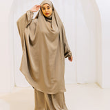 French Jilbab Two Piece with Elastic Cuff KHAKI
