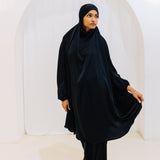 French Jilbab Two Piece with Elastic Cuff BLACK