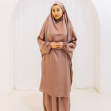 French Jilbab Two Piece with Elastic Cuff COPPER ROSE