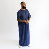 IKAF Half Sleeve Striped Pattern Dark Blue