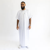 IKAF White Half Sleeve Thoub Embroidered