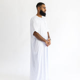 IKAF White Half Sleeve Thoub Embroidered