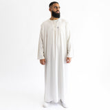 IKAF White Long Sleeve Thoub Embroidered