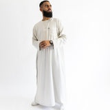 IKAF White Long Sleeve Thoub Embroidered