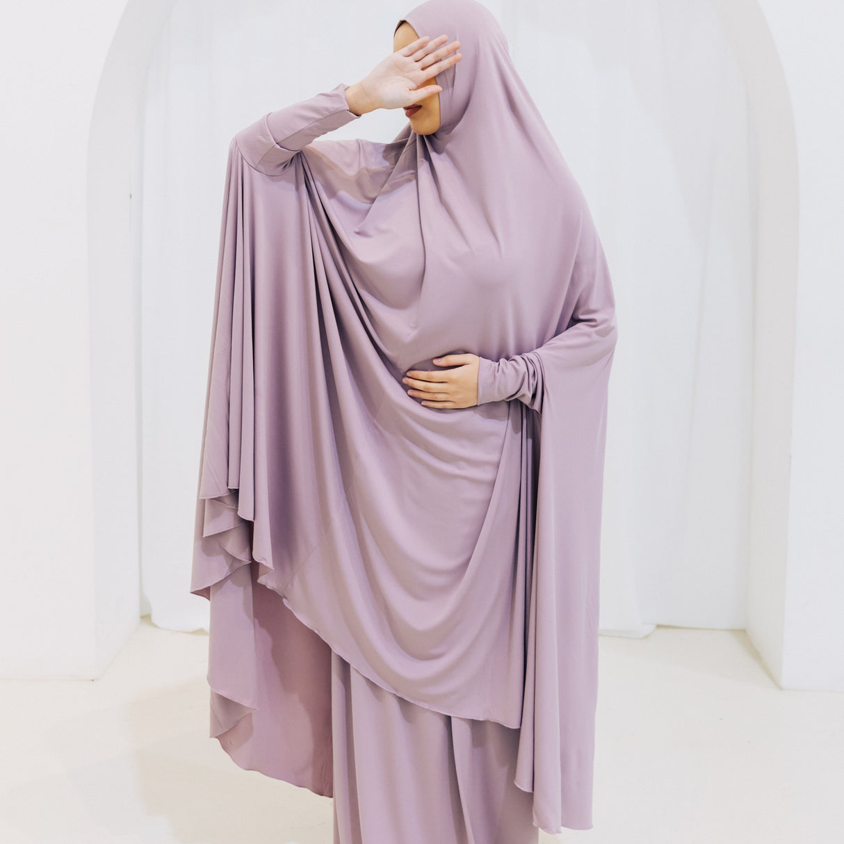 Premium XL Jilbab Sleeved PASTEL PURPLE